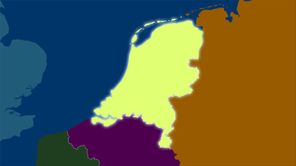 Netherlands, administrative divisions - light glow