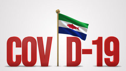 Federal Dependencies realistic 3D flag and Covid-19 illustration.