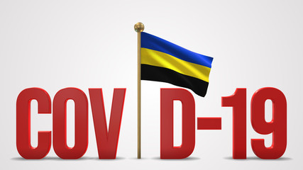 Gelderland realistic 3D flag and Covid-19 illustration.