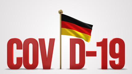 Germany realistic 3D flag and Covid-19 illustration.