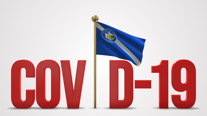Las Vegas Nevada realistic 3D flag and Covid-19 illustration.