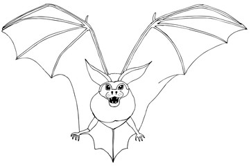A bat with large wings. Drawing for coloring - 345742511