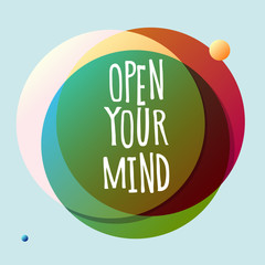 Open Your Mind lettering text banner