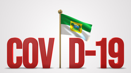 Fototapeta premium Rio Grande Do Norte realistic 3D flag and Covid-19 illustration.