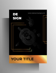 Cover design template. Hand drew graphic elements gold with black. A4 format. Vector 10 EPS.