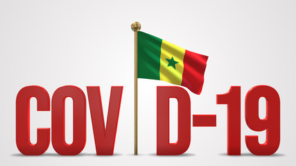 Fototapeta premium Senegal realistic 3D flag and Covid-19 illustration.