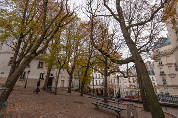 the quiet Place Émile-Goudeau in Montmartre, with the fountain
