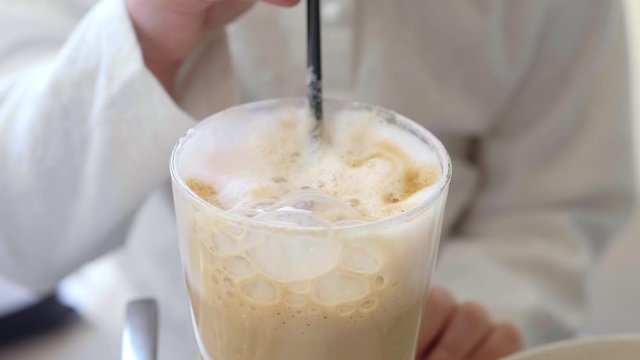 Close up of latte coffee foam