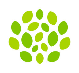 Green circle of leaves eco symbol.