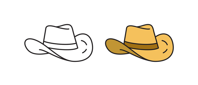 Cowboy hat icon. Linear vector icon in a flat style.
