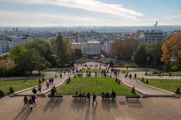 a large view over Paris from the top of the hill of Montmartre, Paris