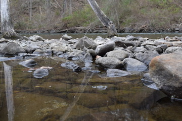 water flowing into the river