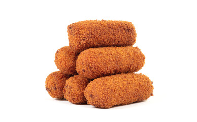 Brown crusty dutch kroketten isolated