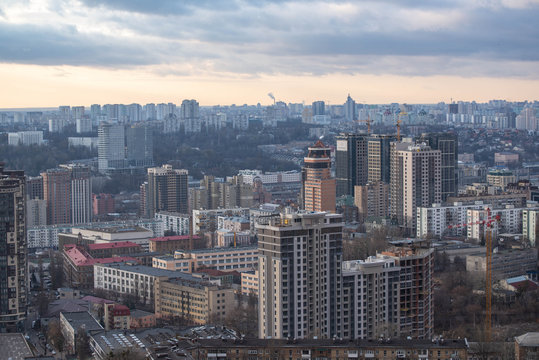 View Of Industrial Park Zone, Dull Kiev City View, Industry District In Kiev (Kyiv), Ukraine