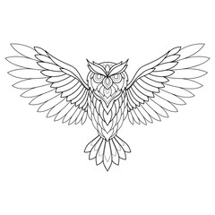 Abstract linear owl. Logo of the owl. Vector illustration