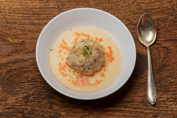 bavarian bacon dumpling in a broth