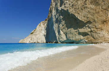 Famous Navagio beach on Zakynthos island in Greece.