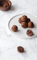 Vegan chickpeas truffles with cranberries 
