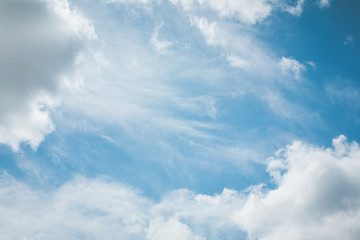 Bright blue sky and white clouds on a windy day in Spring.