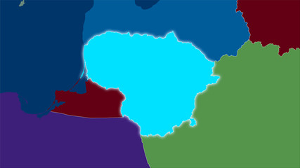 Lithuania, administrative divisions - light glow