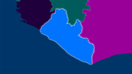 Liberia, administrative divisions - light glow