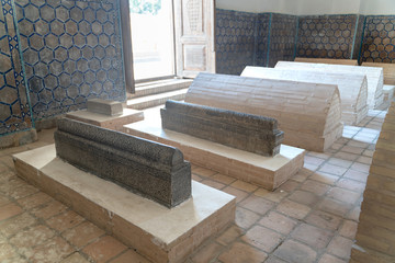 Interior inside the old ancient uzbek tomb - Amir Temur maqbarasi, Go‘ri Amir in Uzbekistan.