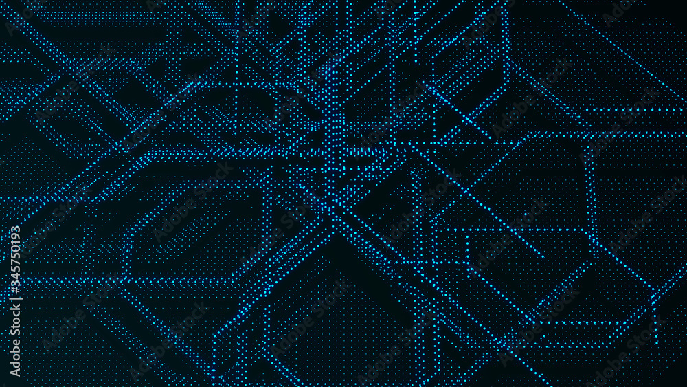 Poster Futuristic matrix particles. Abstract technology background. Big data digital code. 3d