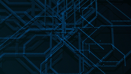 Futuristic matrix particles. Abstract technology background. Big data digital code. 3d