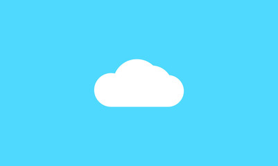 Cloud computing icon vector isolated on blue background. Flat style white cloud for storage icon. Web site, app of UI icon of a cloud.