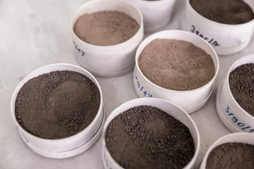 testing of different soil samples in the agricultural laboratory