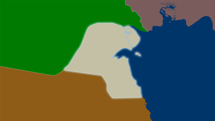 Kuwait, administrative divisions - light glow