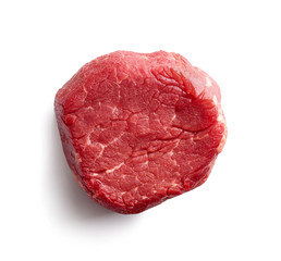 Raw beef steak isolated on white background
