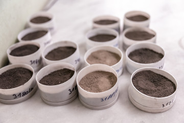 testing of different soil samples in the agricultural laboratory