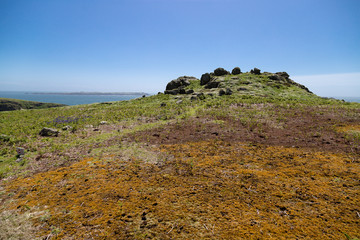 Skomer Island nature reserve, Pembrokeshire, Wales. Headland looking out to sea.