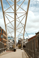 Highland Bridge, a pedestrian bridge connecting the LoHi neighborhood to Downtown Denver.  Lower Highlands.  Denver, Colorado