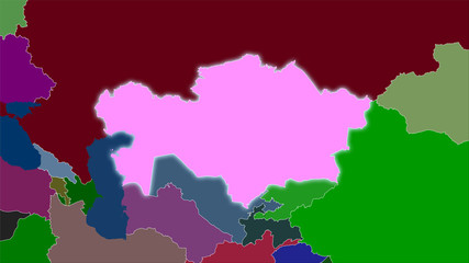 Kazakhstan, administrative divisions - light glow