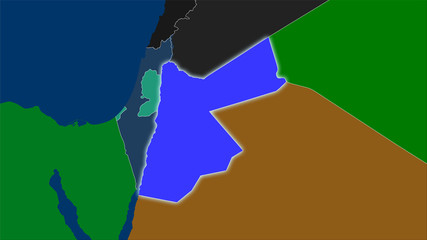 Jordan, administrative divisions - light glow