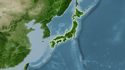 Japan, satellite B - light glow - obrazy, fototapety, plakaty