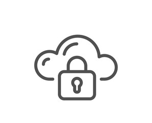 Cloud computing protection line icon. Internet data storage sign. File hosting technology symbol. Quality design element. Editable stroke. Linear style cloud protection icon. Vector