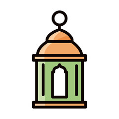 lantern ornament eid mubarak islamic religious celebration line and fill icon