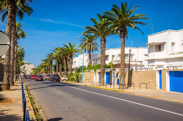 Typical street of Casablanca, Morocco. Downtown  of Casablanca