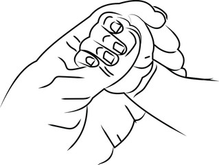 Mother holding babies hand line art vector illustration