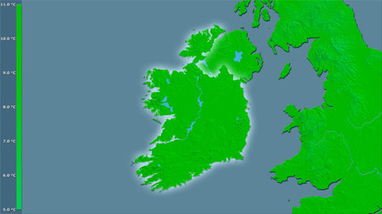 Ireland, annual temperature - light glow