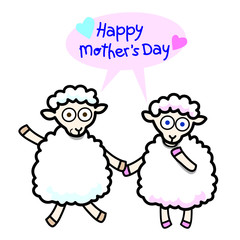 Happy Mother’s Day sheep. Vector Illustration.