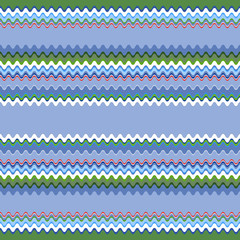 Seamless pattern of wavy stripes of different widths, shallow wave. Stripes of dark and light blue, steel blue, white and green shades.