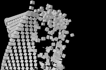 3d render abstract crushed elements