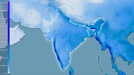 India, annual precipitation - light glow