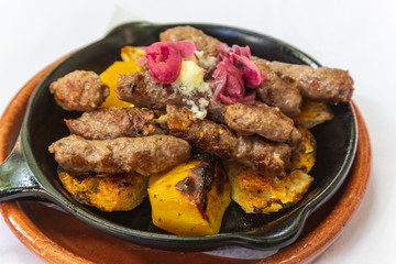 Closeup to a serving of Cevapi in Serbia