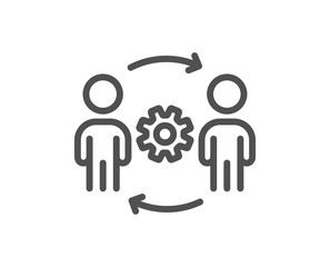 Engineering team line icon. Engineer or architect group sign. Working process symbol. Quality design element. Editable stroke. Linear style engineering team icon. Vector