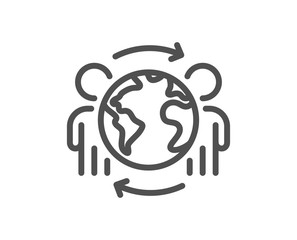 Global business line icon. International outsourcing sign. Internet marketing symbol. Quality design element. Editable stroke. Linear style global business icon. Vector